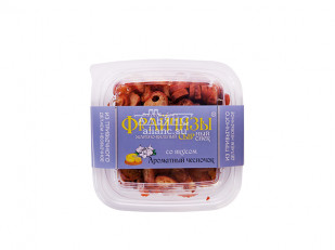 Семга теша (брюшки) холодного копчения: Фрайчизы со вкусом чеснок (100 гр.)